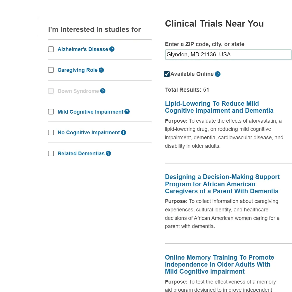 Alzheimers.gov Clinical Trials