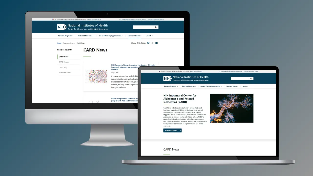 Center for Alzheimers and Related Dementias website screenshot