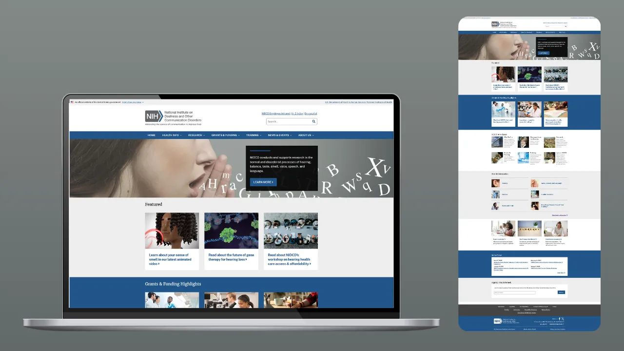 National Institute on Deafness and Other Communication Disorders website screenshot