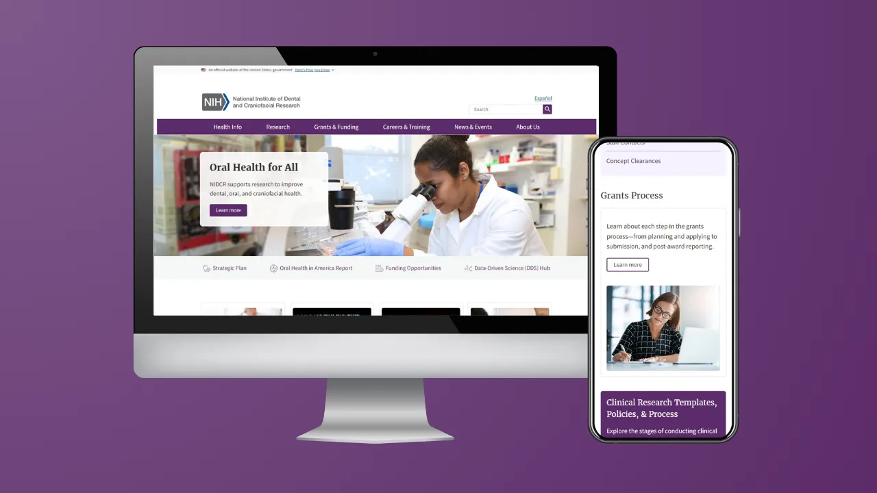 National Institute on Dental and Craniofacial Research alternate design screenshot