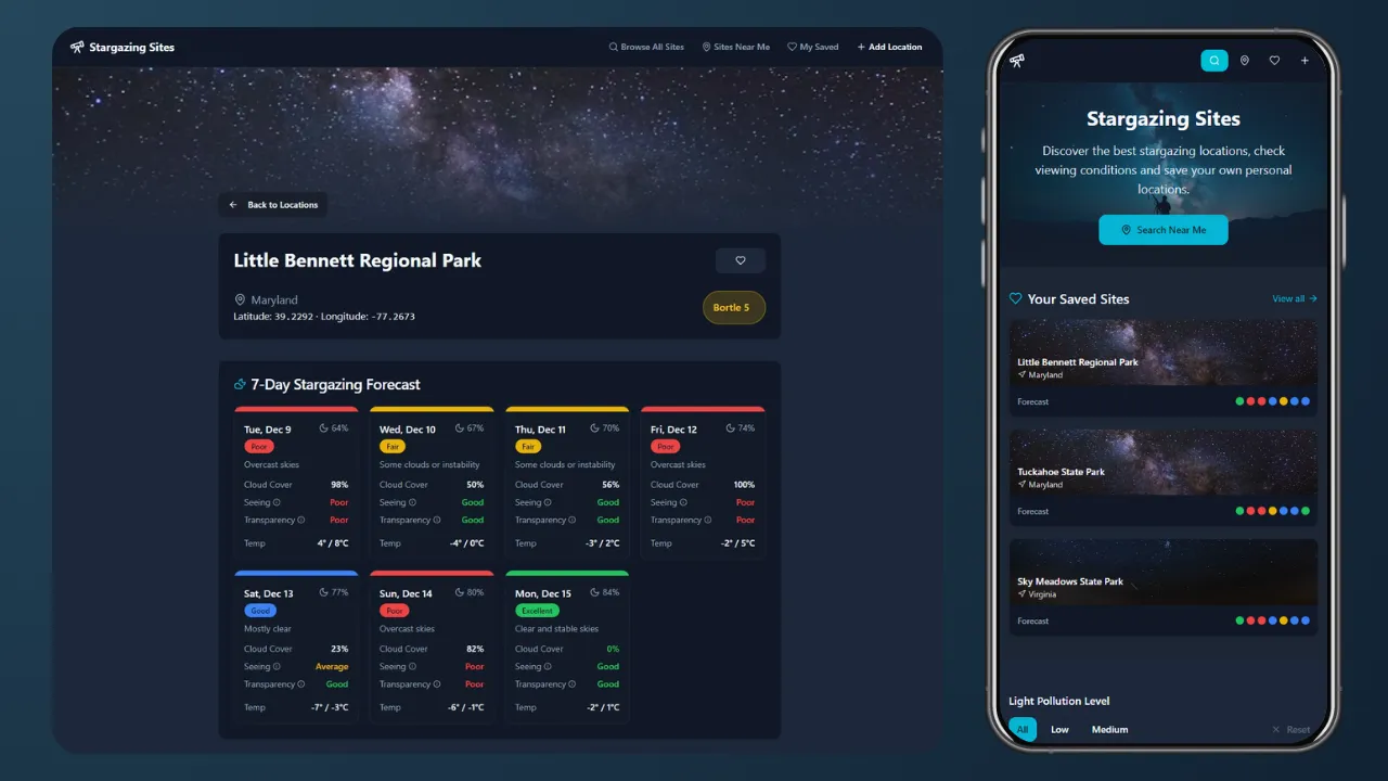 Stargazing application screenshot