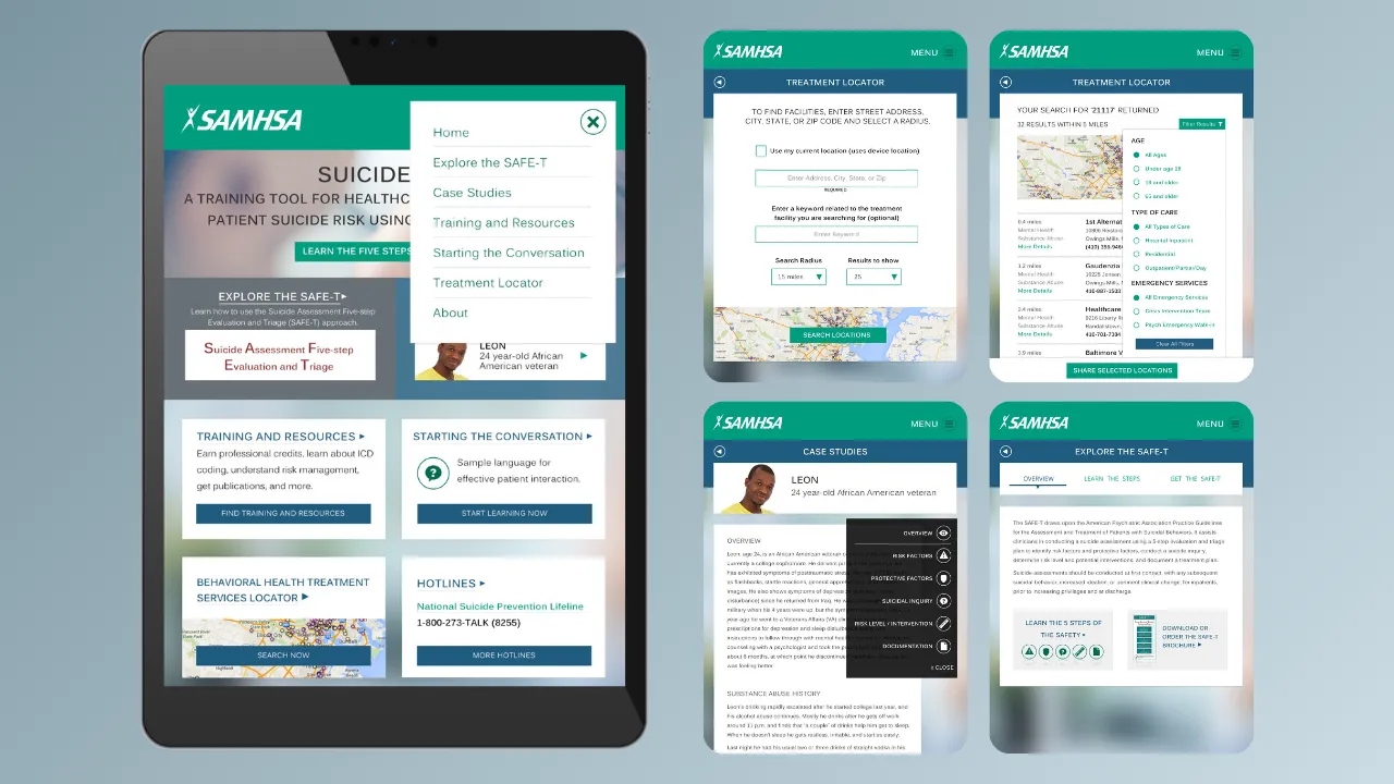SAMHSA Suicide Safe website screenshot