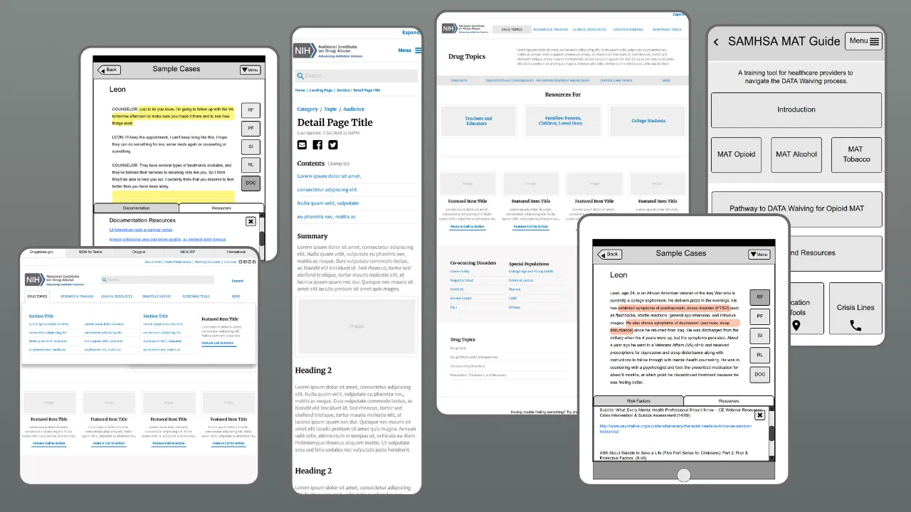 Various wireframes screenshot